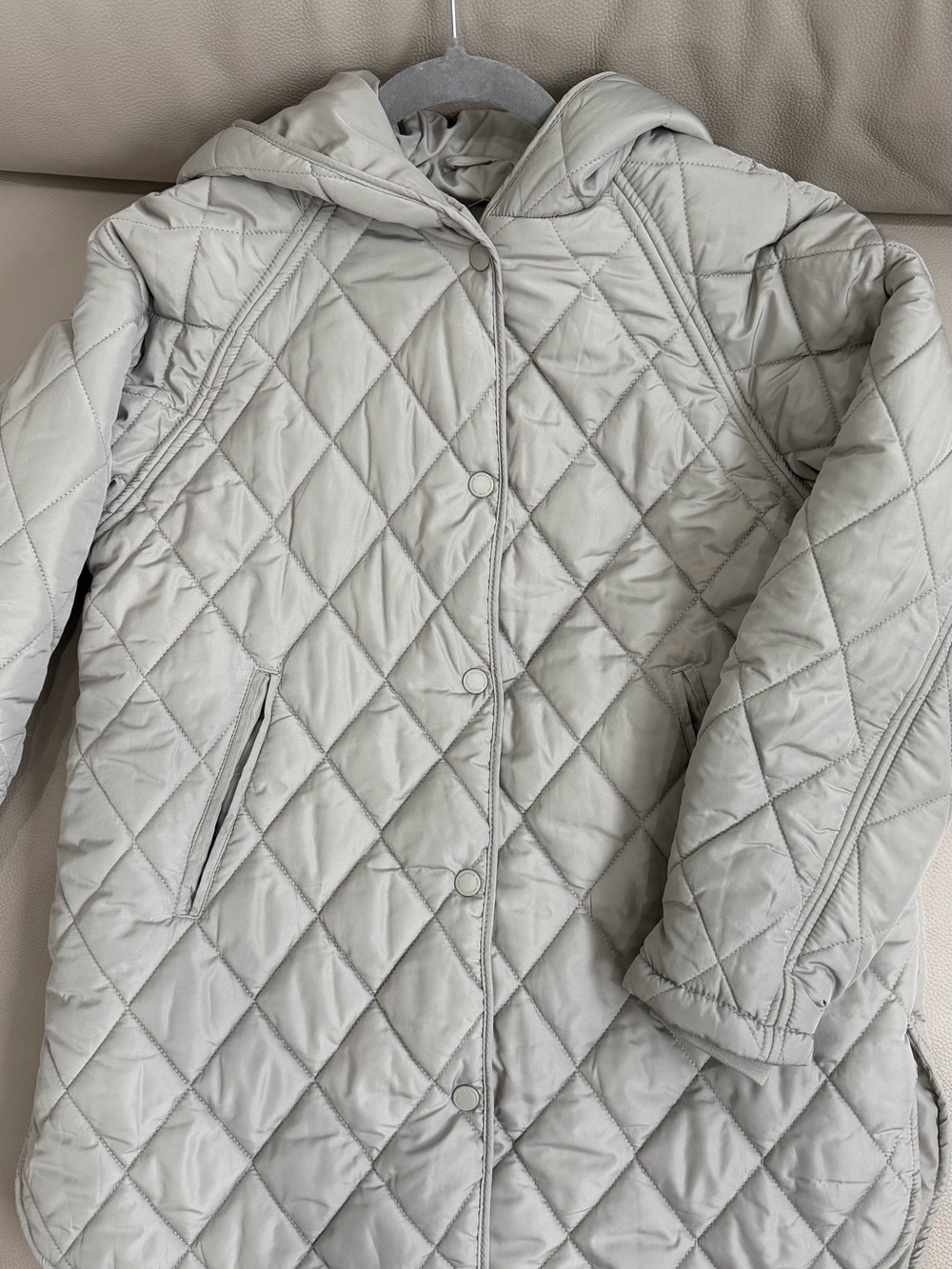 Zara Light Gray Quilted Hooded Girls Jacket